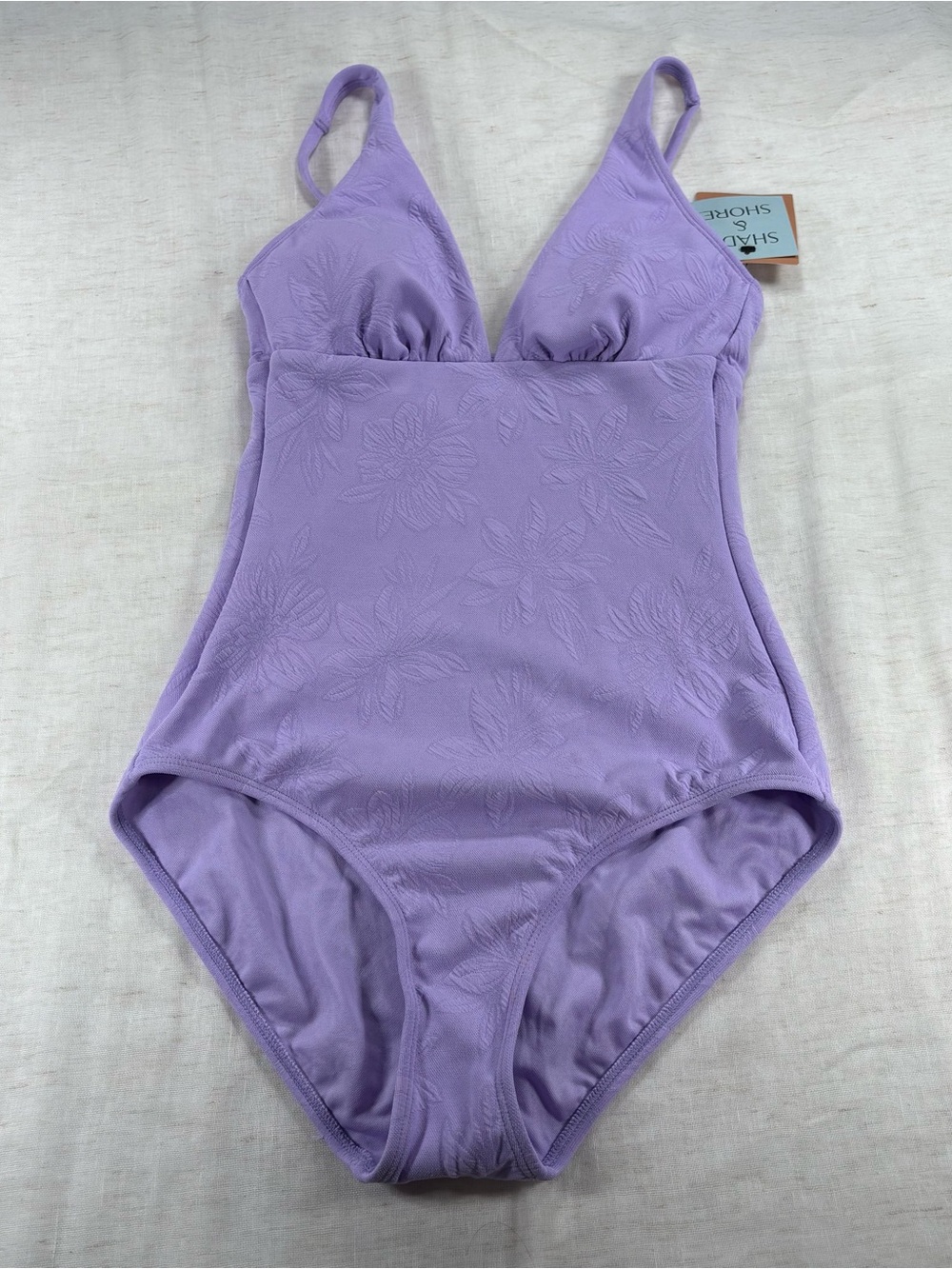 Shade & Shore Lavender Textured One-Piece Swimsuit for Women